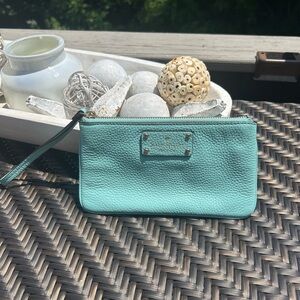 Kate Spade Aqua Leather Wristlet
